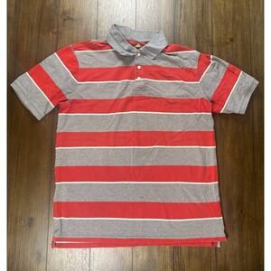 The Foundry Supply Co Mens Large Tall LT Striped Polo Shirt Red Grey Cotton